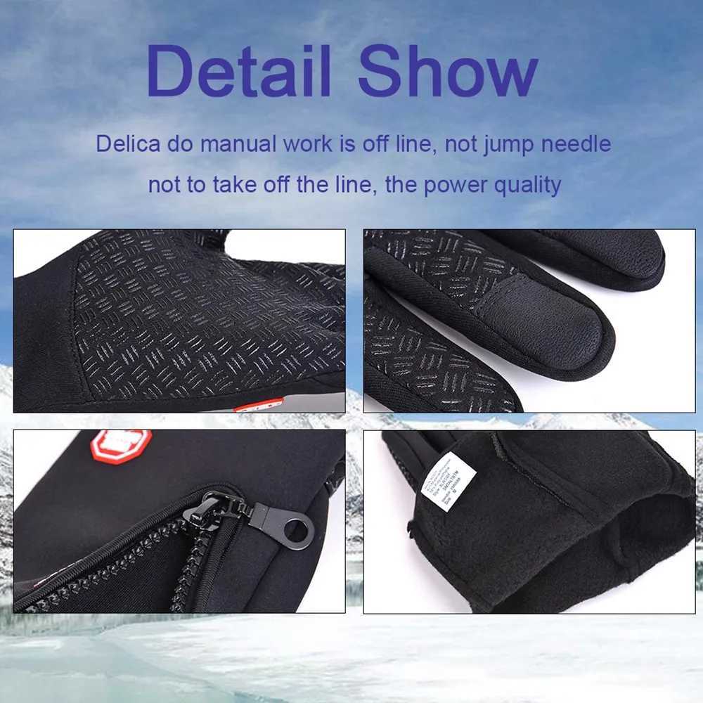 Winter Cycling Gloves Men Women Motorcycle Fleece Sport Zipper Autumn Touch Screen Warm Water-Repellent Windproof Non-slip Glove M260311