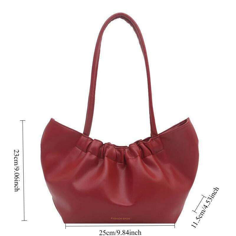 New Trendy Simple Texture Shoulder Wrinkled Handle Bucket Women Large Capacity Commuter Bag Autumn Winter Korean Style XJ260311