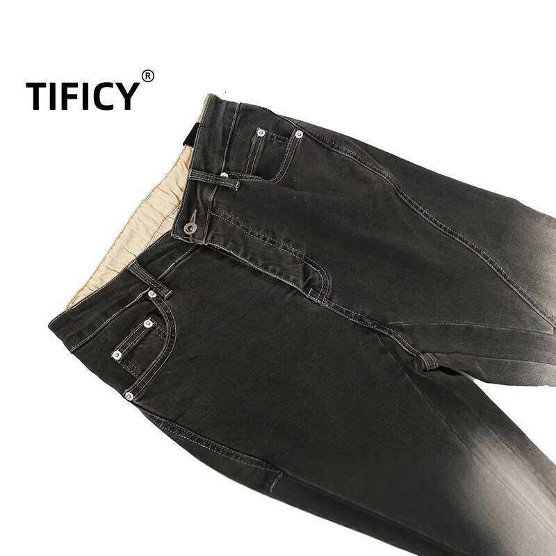 High Street Denim Men's Dark RO New Gradient Vintage Stacking Horn Micro Flared Jeans Pants Z260225