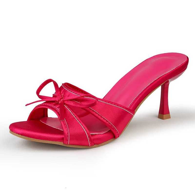 Nightclub Summer High Heel Women Fashion Butterfly-knot Open Toe Slide Ladies Elegant Stripper Party Dress Sandalias K260311