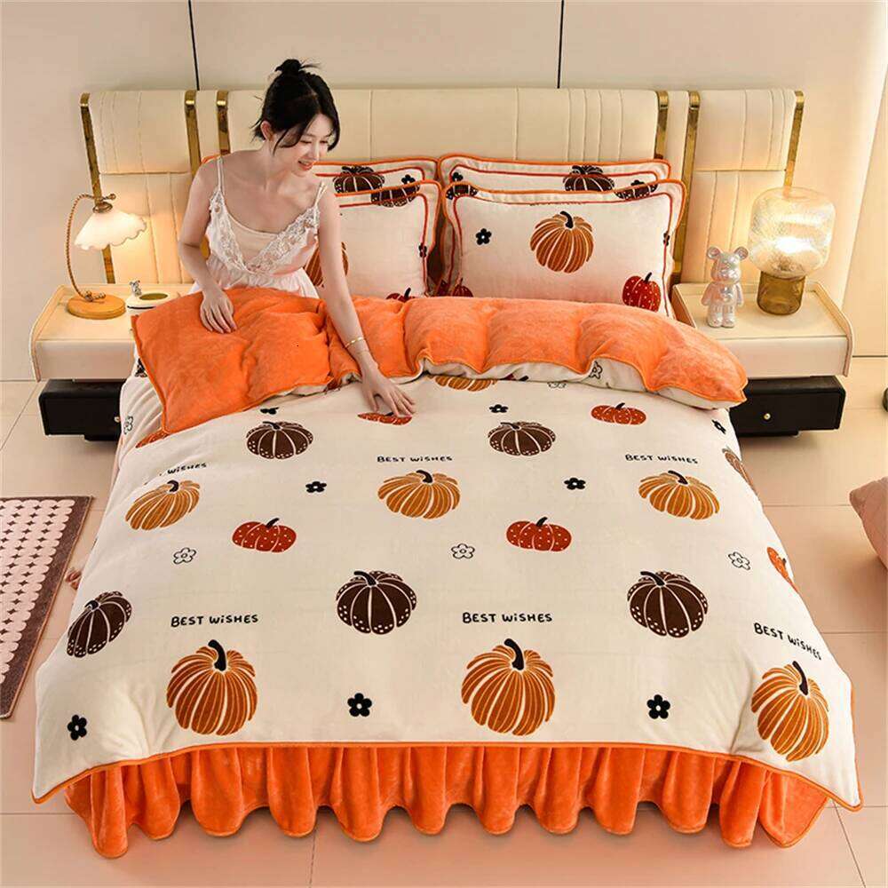 Light Winter Milk Four-Piece Set Class A Thickened Warm Fleece Home Anti-static Duvet Cover Bed Sheet Bedding Sets H260311