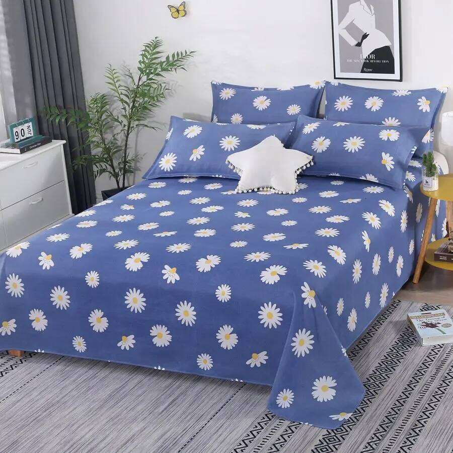 3pcs/Set Home Textile with Pillowcases Cotton Material Lovers Room Bedding Flat Bed Sheet Set H260311