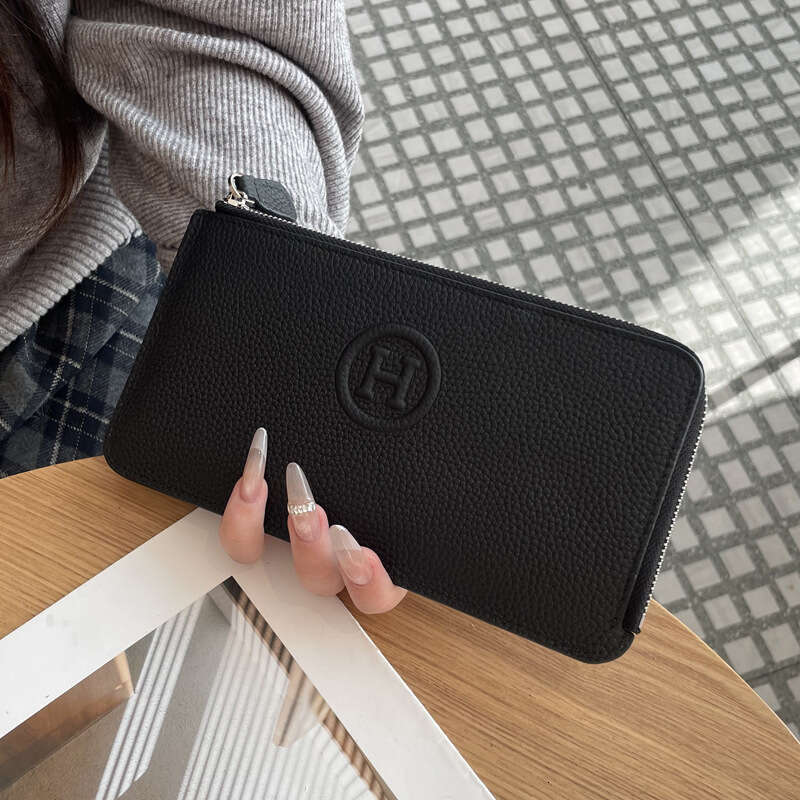 Luxury fashion wallet Genuine Leather For Women Long Zipper Design High End Feel Letter Printed Phone Clutch Card Holder Integrated New Simple Wallet