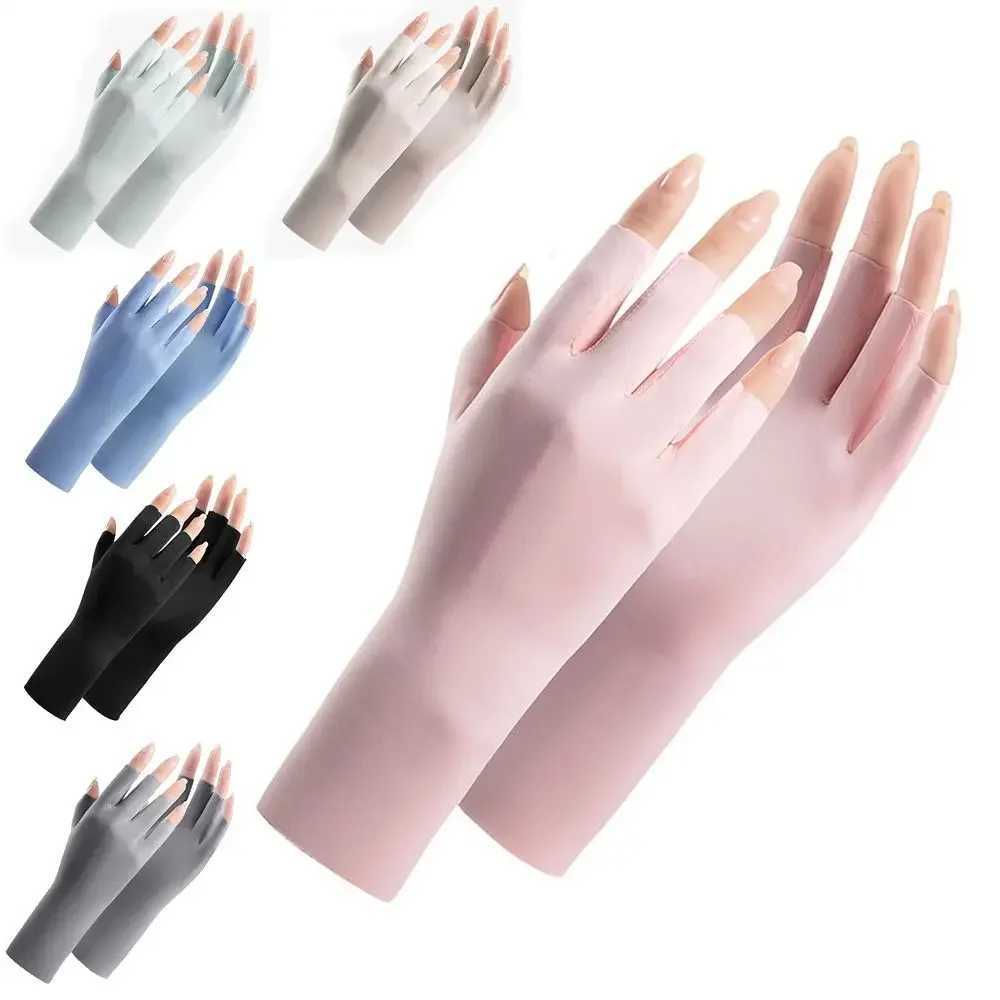 1 Pair Fingerless Gloves Thin Outdoor Riding Gloves UV Protection Multicolor Driving Gloves Stretch Female Touchscreen M260311