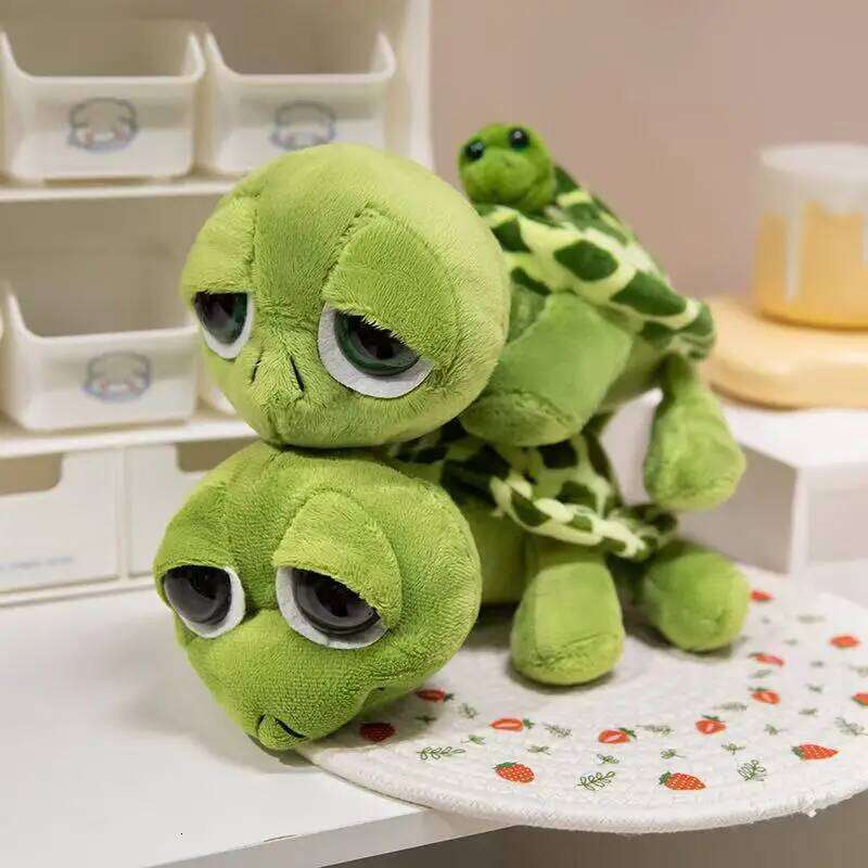 Home Decor Plush Ornament Cute Big Eye Turtle Mother Child Plushie for Living Room Bedroom Home Use Shelf Decor Thanksgiving Gift