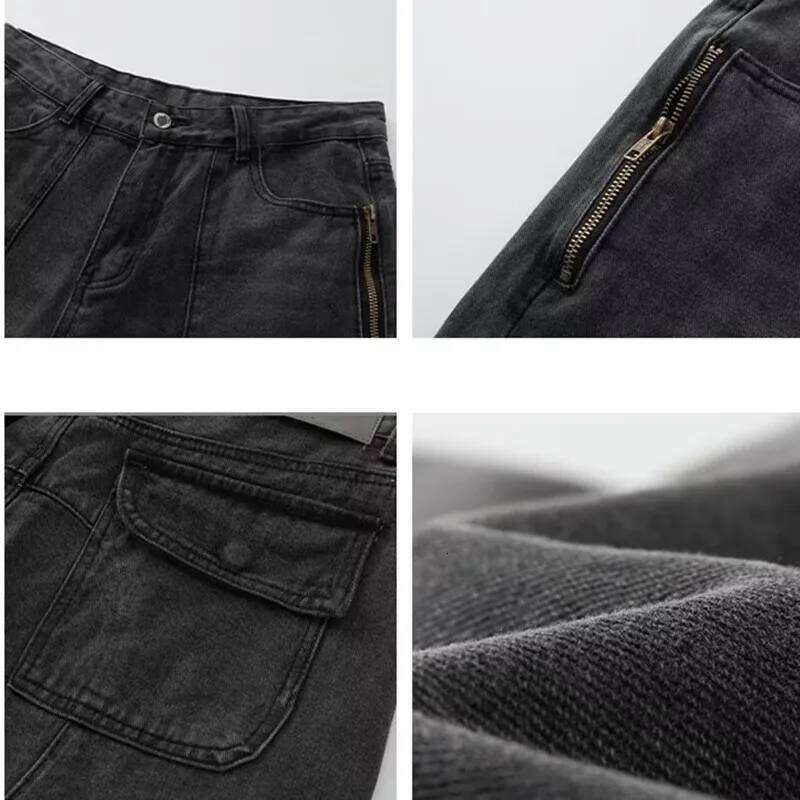 2024 Cyber Y2K Streetwear Old Blue Baggy Flare Jeans For Men 90S Vintage Clothes Harajuku Fashion Cotton Long Trousers Z260225