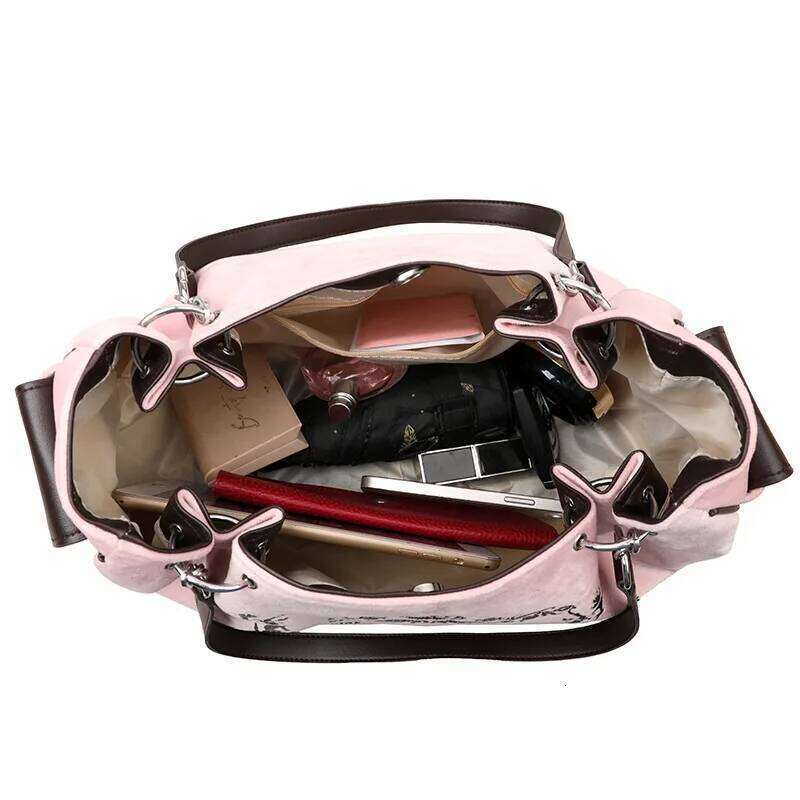 Y2K Women Pink Vintage Gothic Tote Bag Aesthetic Large Capacity Embroidery Letter Retro Ladies Grunge Chain Travel Shoulder Bags XJ260311