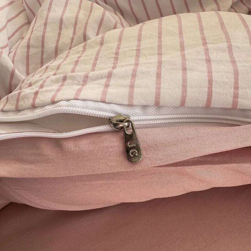 Pure Washed Cotton Stripe Style Bedding Simple Ins Duvet Cover Ultra Soft Comfortable Sheet Set Bed Linen Pillowcase H260311
