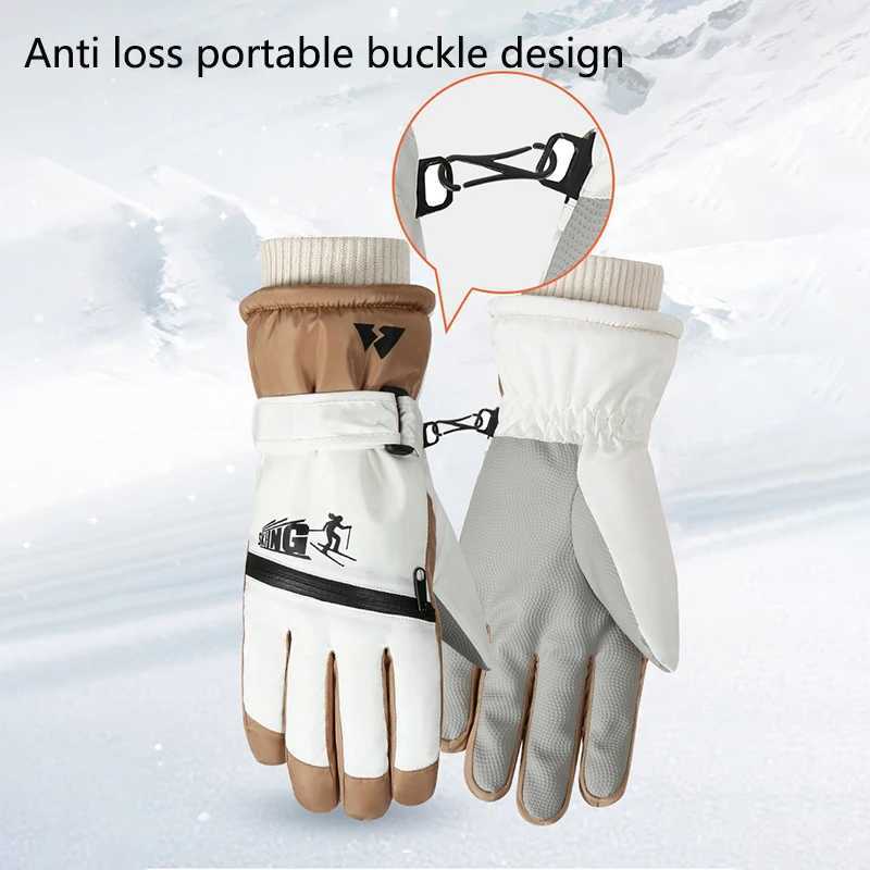 New Women Skiing Gloves Thickened Warm Winter Outdoor Sports Snowboard Accessories Waterproof Ski Gloves Non-slip Cycling Glove M260311