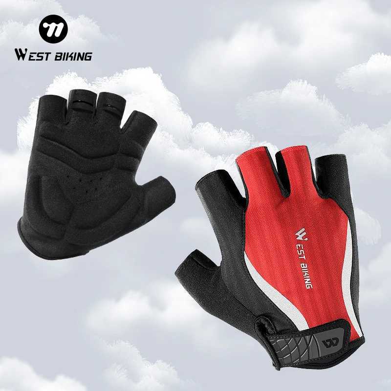 WEST BIKING Summer Half Finger Bike Gloves Breathable Sports Cycling Gloves Anti-slip Shock Absorption Palm Pads Bicycle Gloves M260311