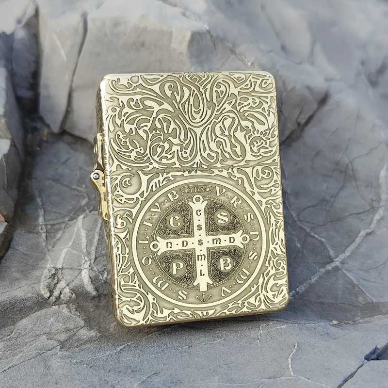 Kerosene Lighter Z915S Pure Copper Heavy Duty Armor Waterproof Vintage Grinding Wheel Can Collectable Engraving N260311