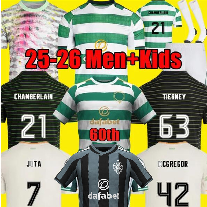Top thailand quality 2025 2026 soccer CHAMBERLAIN celticfc 25 26 27 celts home Kit football shirts men kids sets socks Irish Origins jersey 60th-anniversary