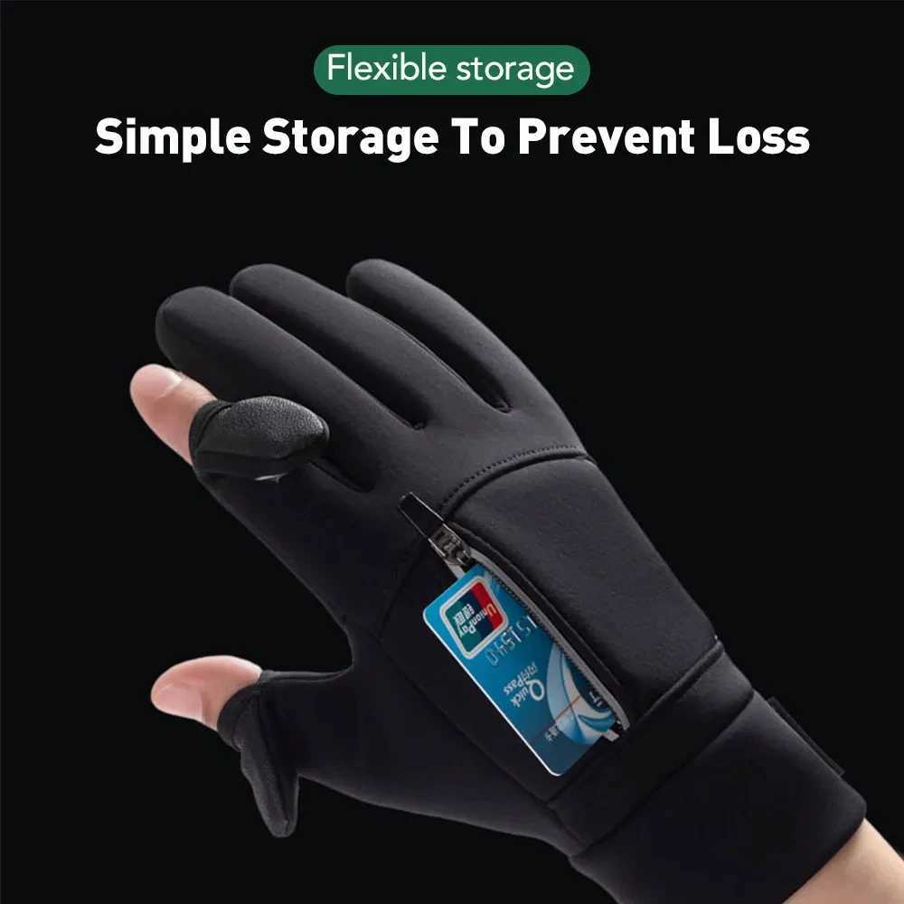 Winter Fishing Gloves 2 Fingers Flipped Waterproof Winter Gloves Windproof Photography Men and Women Warm Fishing Tools Outdoor M260311
