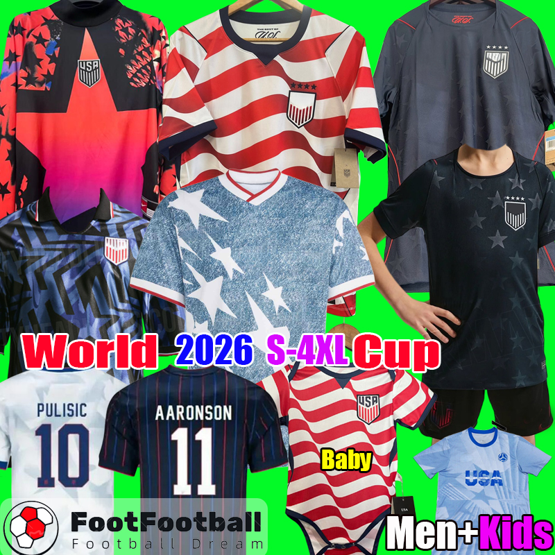 2026 USAS PULISIC MCKENNIE Soccer Jersey SMITH MORGAN BALOGUN MUSAH ADAMS America Football Shirt United States 25 26 27 Camisetas home away Men Kids kit Uniform