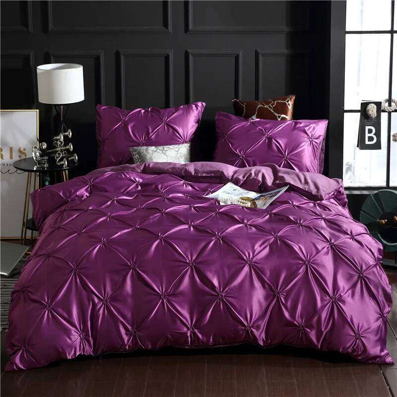 Chiffon Pinched Flower Design Duvet with Pillow Cases Fashion Polyester Bedding Set Soft Comfortable Quilt Cover 3pcs H260311