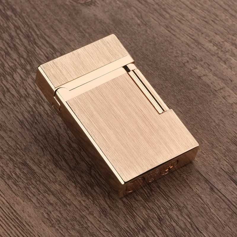 Genuine Steel Tone Loud Lighter Gas Inflatable Open Flame Metal Side Sliding Cigarette Lighter for Boyfriend Husband Gift Box N260311