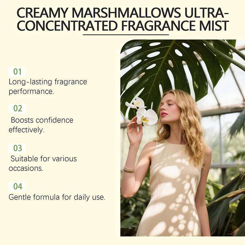 Creamy Marshmallow Perfume Mist,Sweet Warm Gourmet Scent,Ultra-Concentrated Raspberry,Caramel/Vanilla Women Fragrance Spray Z260311