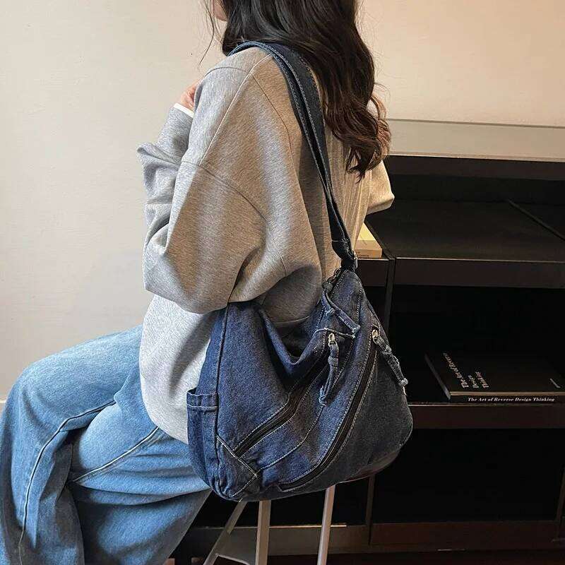New Winter Fashion Shoulder Large Capacity Denim Storage Korean Style Comfortable and Versatile Texture Crossbody Bag XJ260311