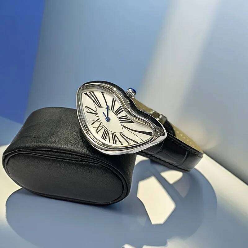 New Luxury Irregular Crash Melting Twist Watch Men's High Quality Genuine Leather Advanced Creative Design Y2K PARIS