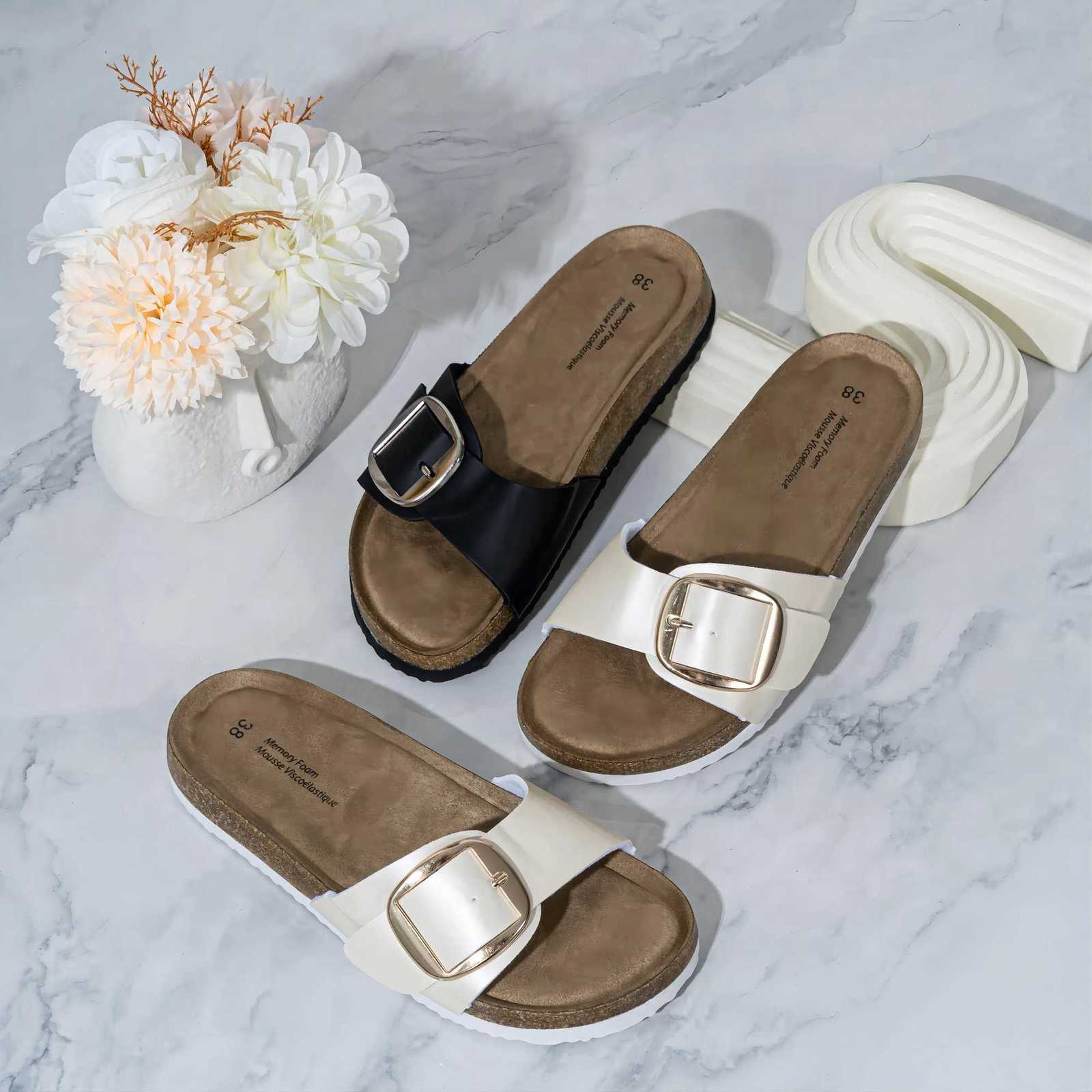 Comemore womens sandals summer 2026 New women sandals lazy shoes cork soles high-looking shoes for women sandals K260311