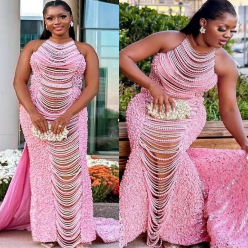 2K26 Pink Prom Dress 2026 Mermaid Prom Dress Beadings Pearls Detachable Train Evening Dresses Birthday Party Formal Receiption Gowns Dresses ZJ015