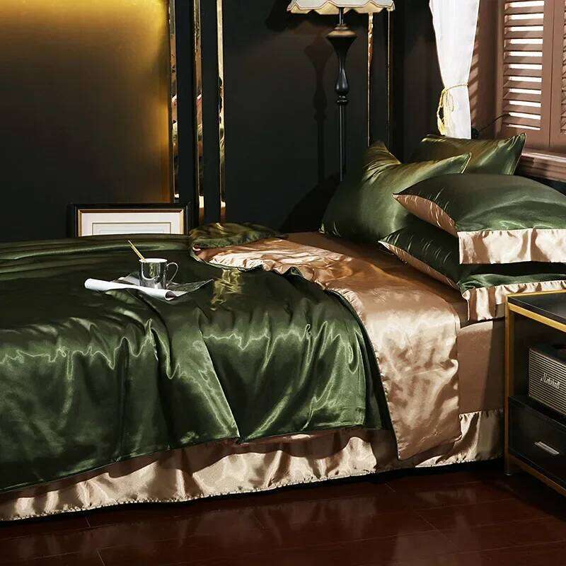 Natural Mulberry Silk Bedding Set Cover Fitted/Flat Bed Sheet Pillowcase Satin Bedsheet Solid Color King Queen Twin Size H260311 - view 5