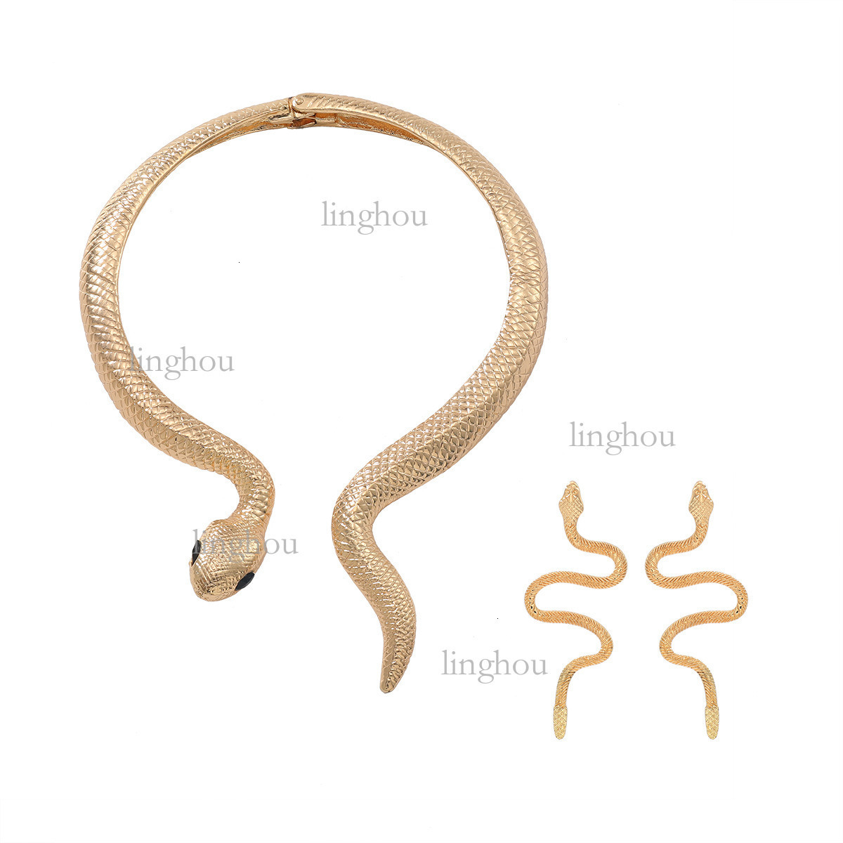 2026 Designer Necklace Luxury Brand Women's Jewelry European And American Retro Simple Serpentine Necklace Earring Set Hip Hop Punk Style Fashion