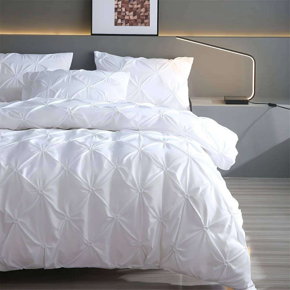 2/3 pieces of fashionable, simple and versatile solid color jacquard patterned quilt cover three-piece set, suitable for bedroom H260311