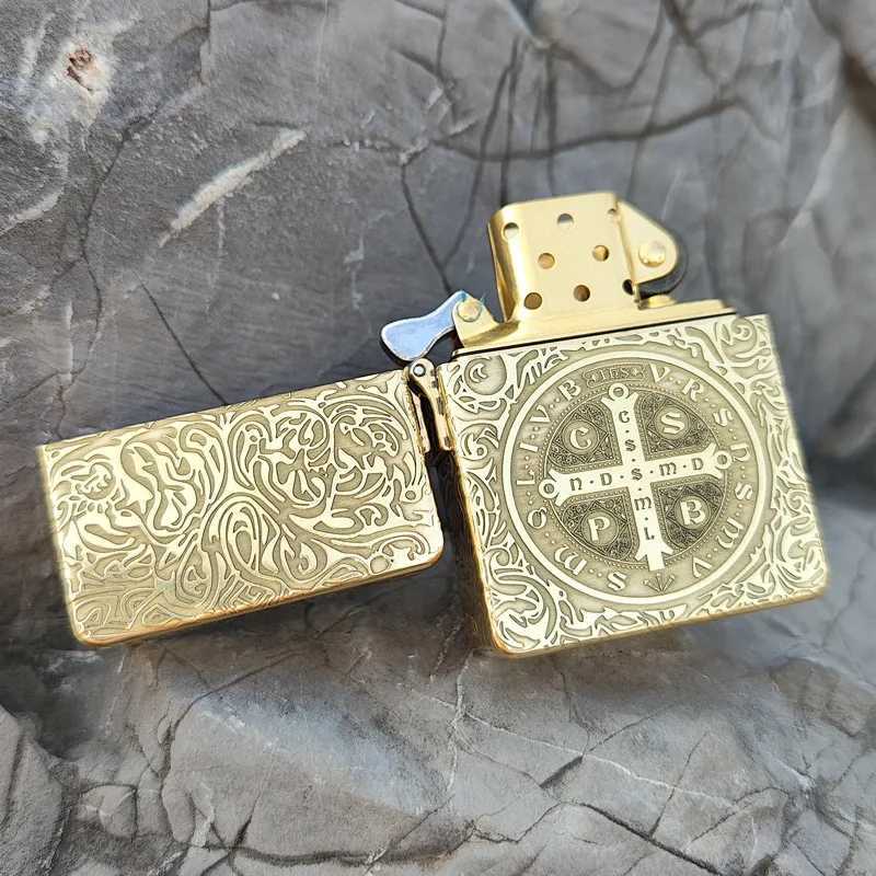 Kerosene Lighter Z915S Pure Copper Heavy Duty Armor Waterproof Vintage Grinding Wheel Can Collectable Engraving N260311