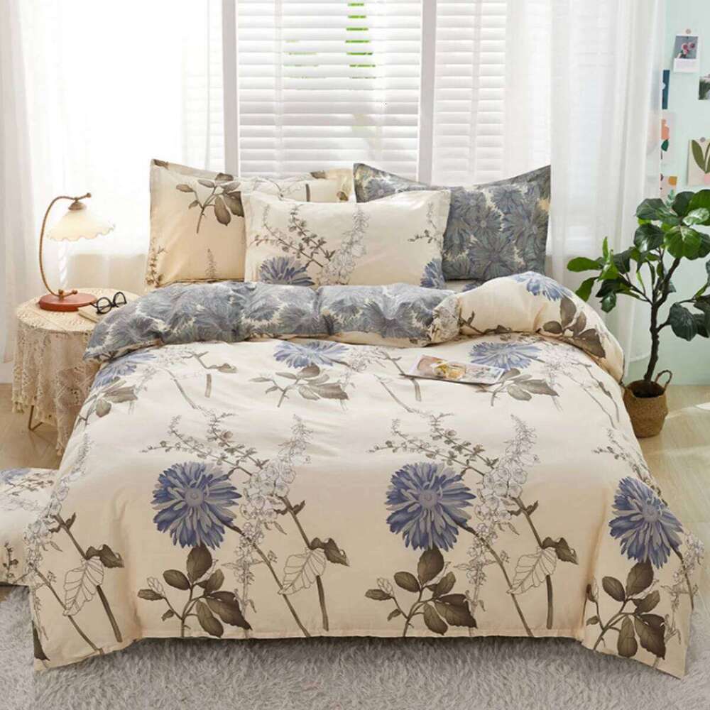 Botanical Floral Duvet 3PCS Chrysanthemum Pattern Comforter Cover Microfiber Farmhouse Flower Leaves Bedding Set Twin H260311