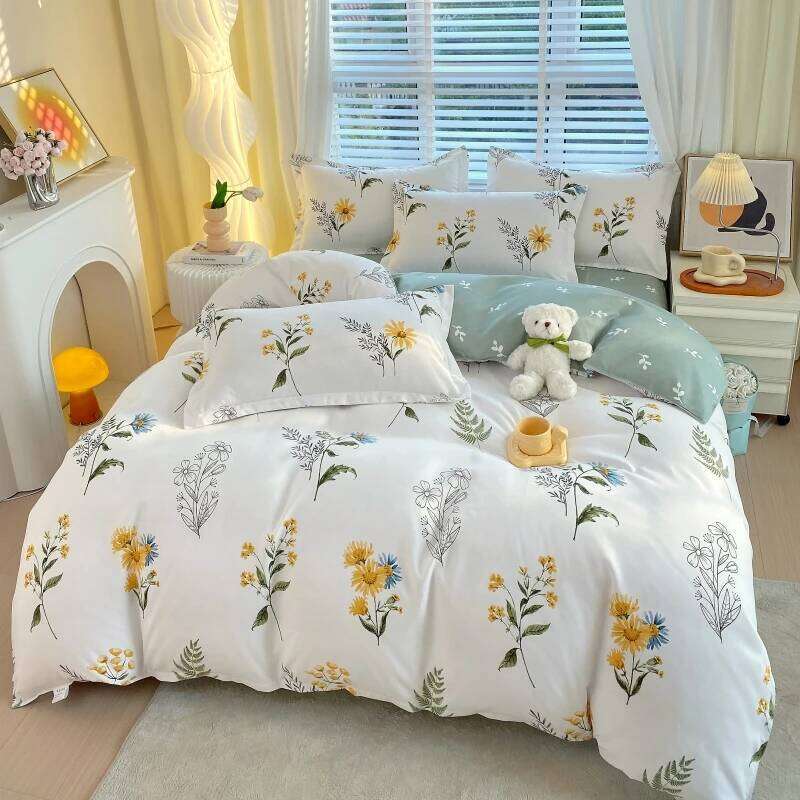 3pc Flower Pattern 1pc Duvet Cover 2pc Pillowcase, Without Core, Soft Skin Friendly, Single/Queen Size Bedding Set H260311