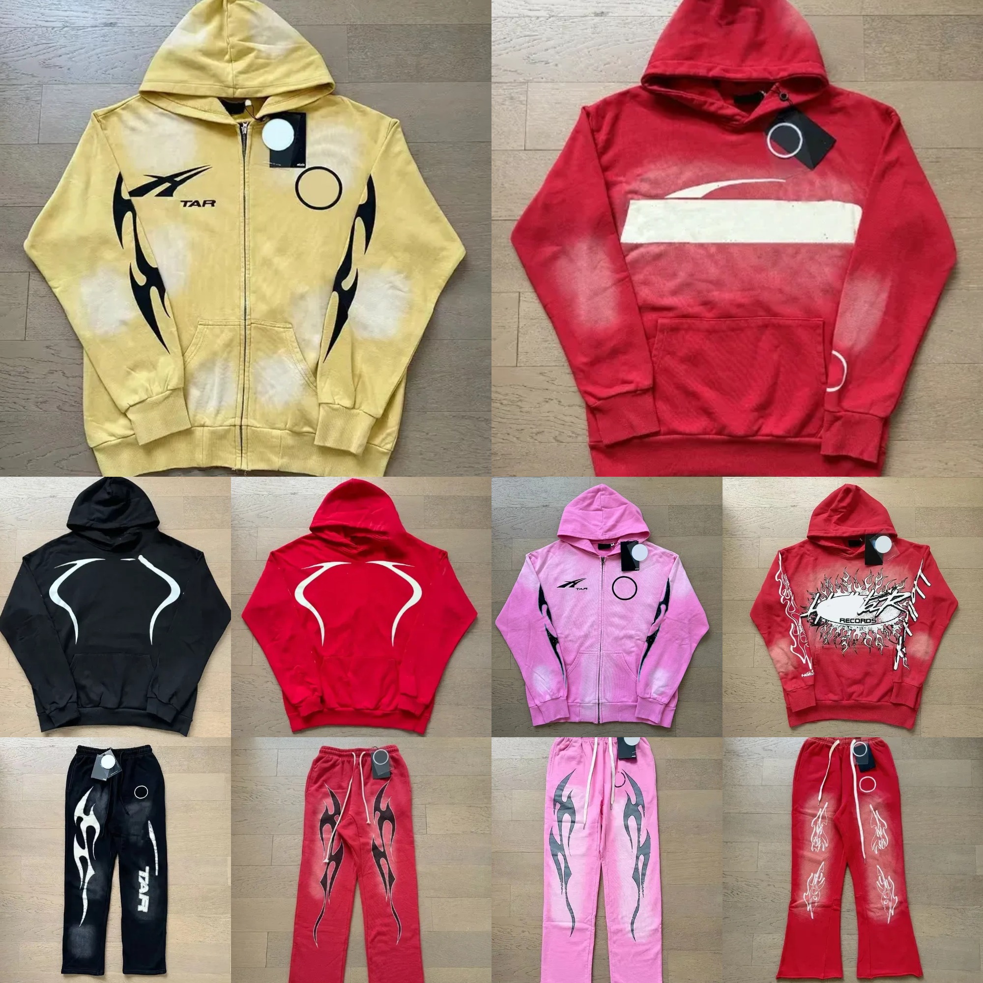 Men's Hoodies Designer Hoodies Cotton HS High Street Y2k Letter Print Hip Hop Star Wash Water Heavy Weathered Look High Quality Set Casual Hoodie