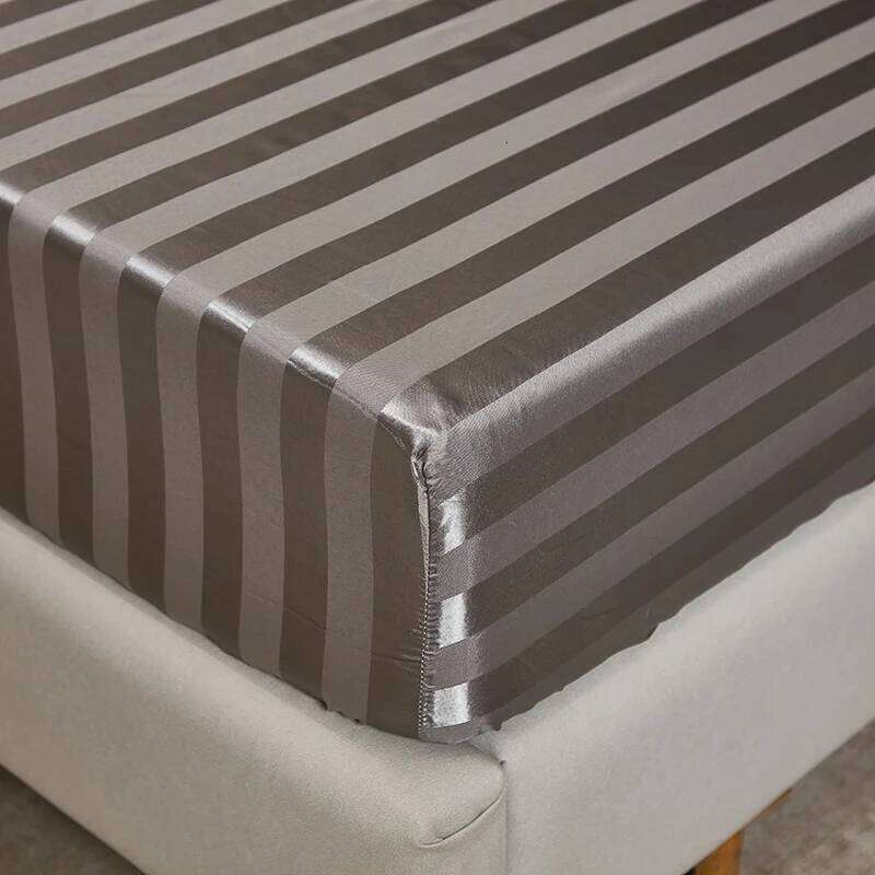 Satin Striped Bed Sheet Silk Soft Mattress Cover With Pillowcase Comfortable And Elegant Bedding H260311