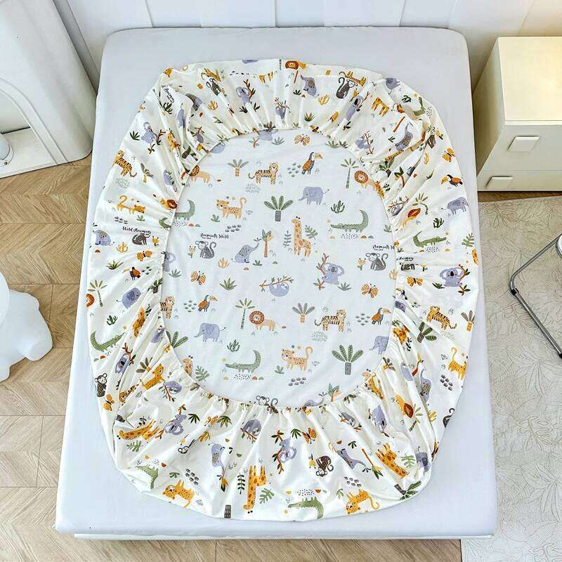 Cartoon Zoo Animal Fitted with 2 Pillowcase Cotton Safari Animals Sheet Set for Boy Girl Cute Elephant Koala Bed Cover H260311