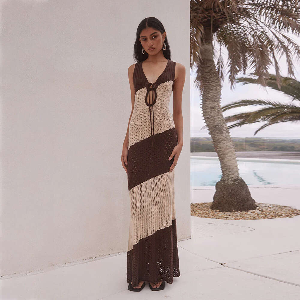 Designer Sexy Knitted Hollow Cover-Up Beach Dress | Women's Bikini Swimsuit | Solid Color | S-XXL