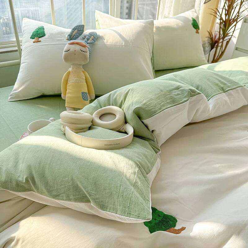 3 Piece bedding green Christmas tree embroidery Quilt Set comfortable duvet cover set for All Season H260311