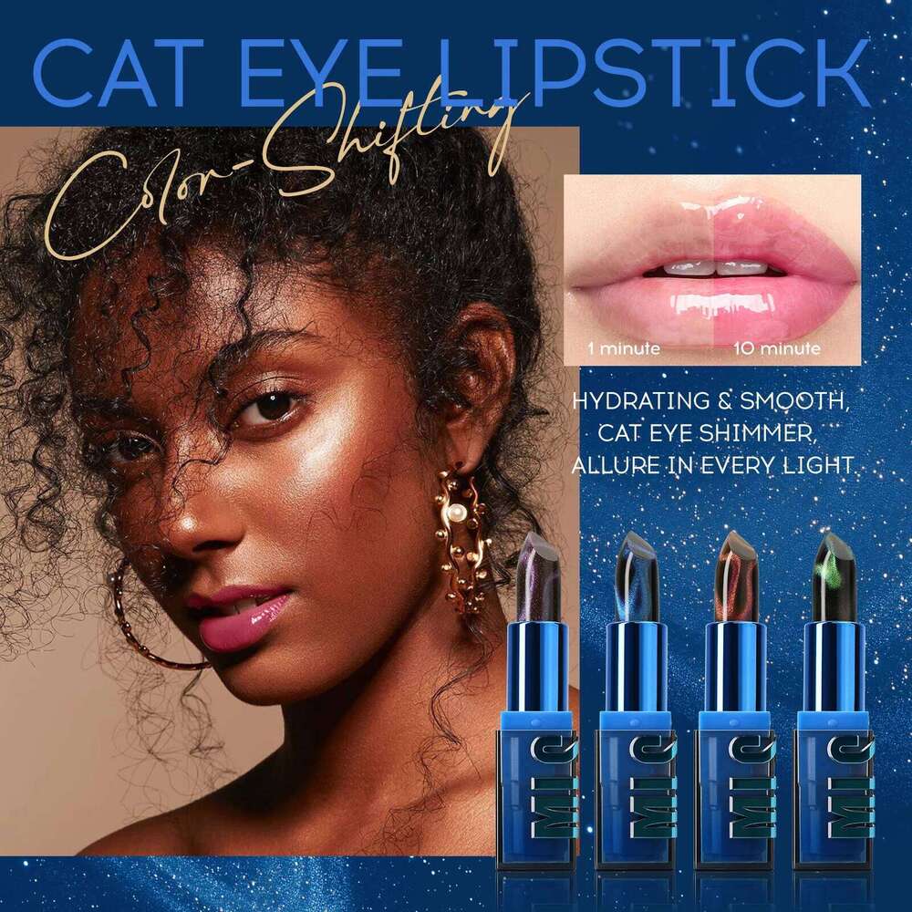 MLSMILE 4 Cat Eye Warm Moisturizing People Thousand Colors Fine Glitter Non-stick Cup Lipstick W260311
