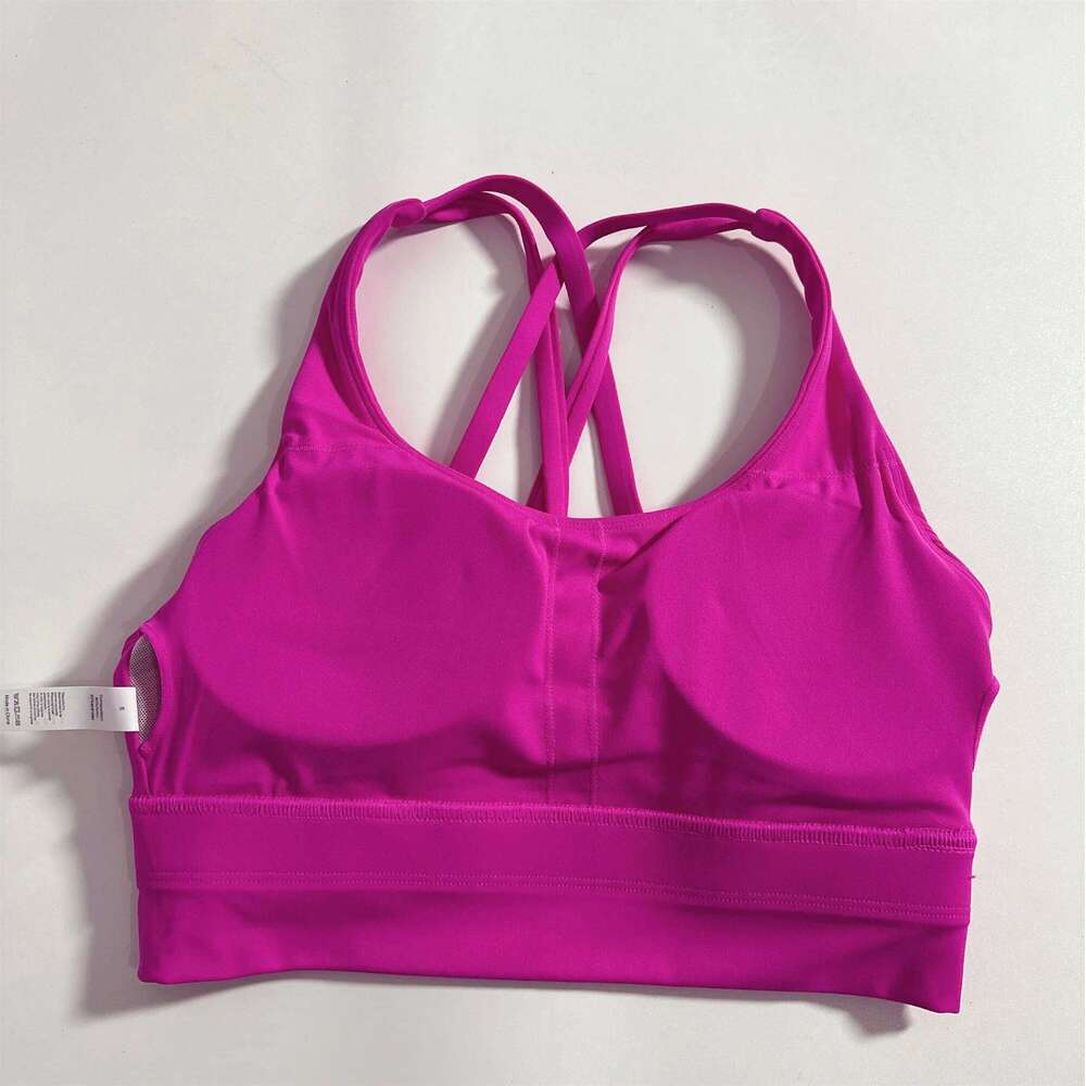 Solid Color Soft Cross Women Fitness Bra Tights Yoga Vest High Strength Shockproof Gym Sports Top Push Up With Chest Pad 26H0311