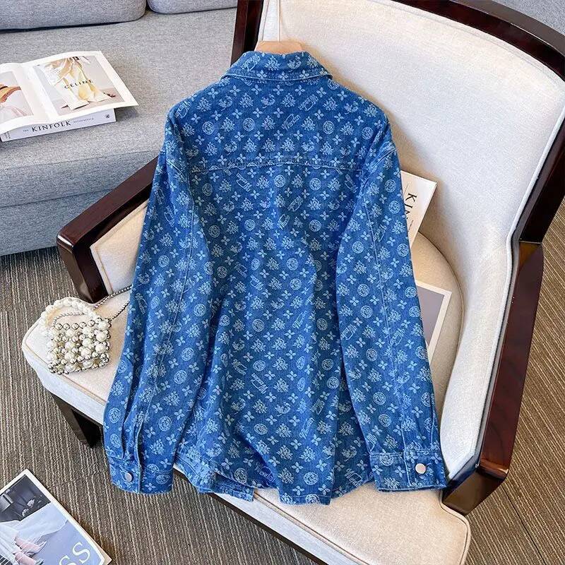 Vintage Hong Kong Style Niche Design Sensibility Distressed Denim Jacket Loose Fit Fashionable Shirt For Women New Arrival Fall