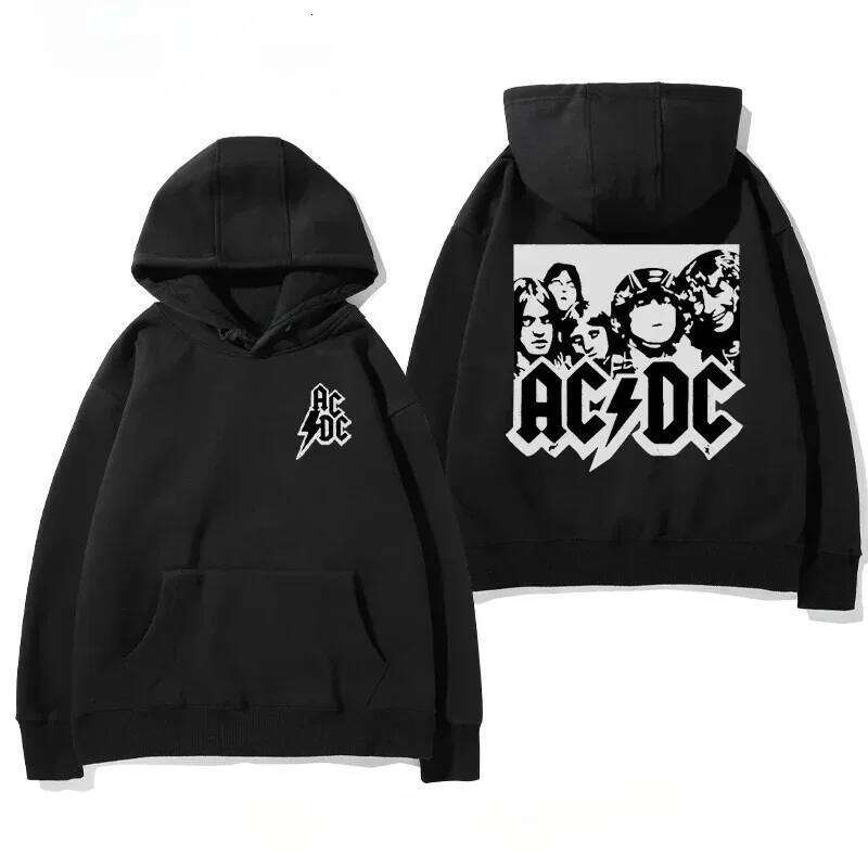Men's Autumn/Winter Printed AC/DC American Hard Rock Band Hoodie, Adult Casual Retro Long-Sleeve Sports Pullover C260311