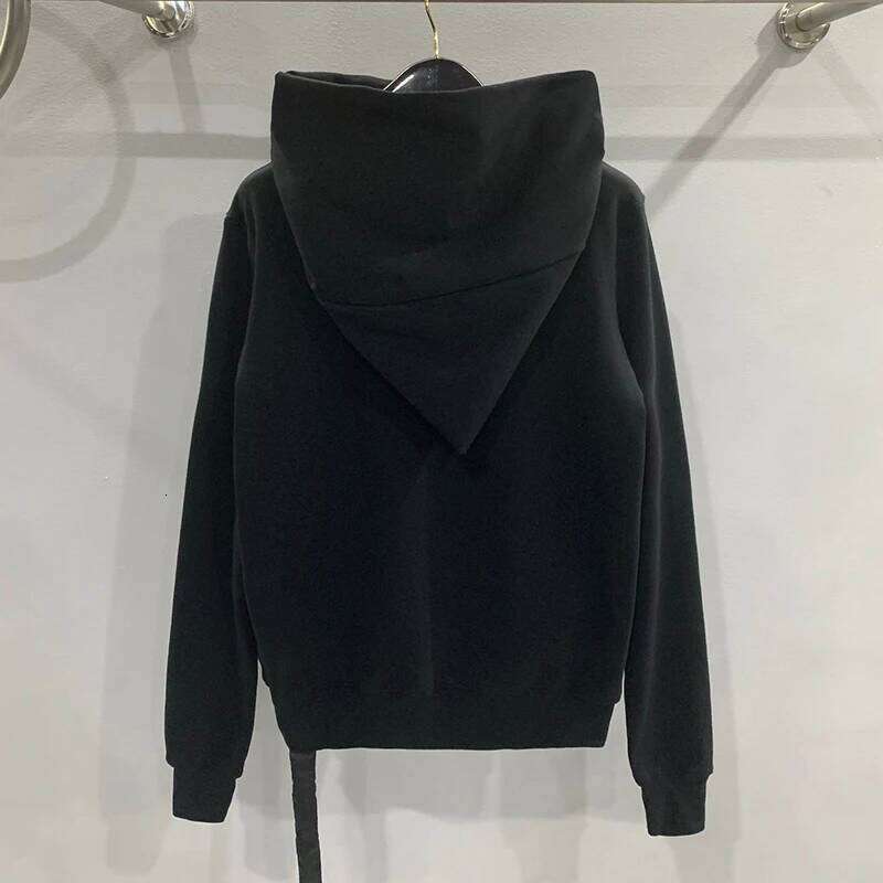 Autumn Zipper Design Black Hoodies Men's Women's Sportswear Jacket American Rock Hip Hop Street Wear Elastic Knitted Coats 26H0311