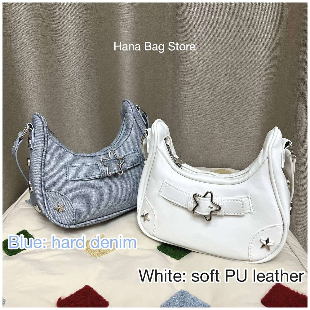 Vintage Star Handbags for Women Fashion Hobos Shoulder Underarm Ladies Clutch Pu Leather Female Armpit Purses Y2k Cool Bag XJ260311