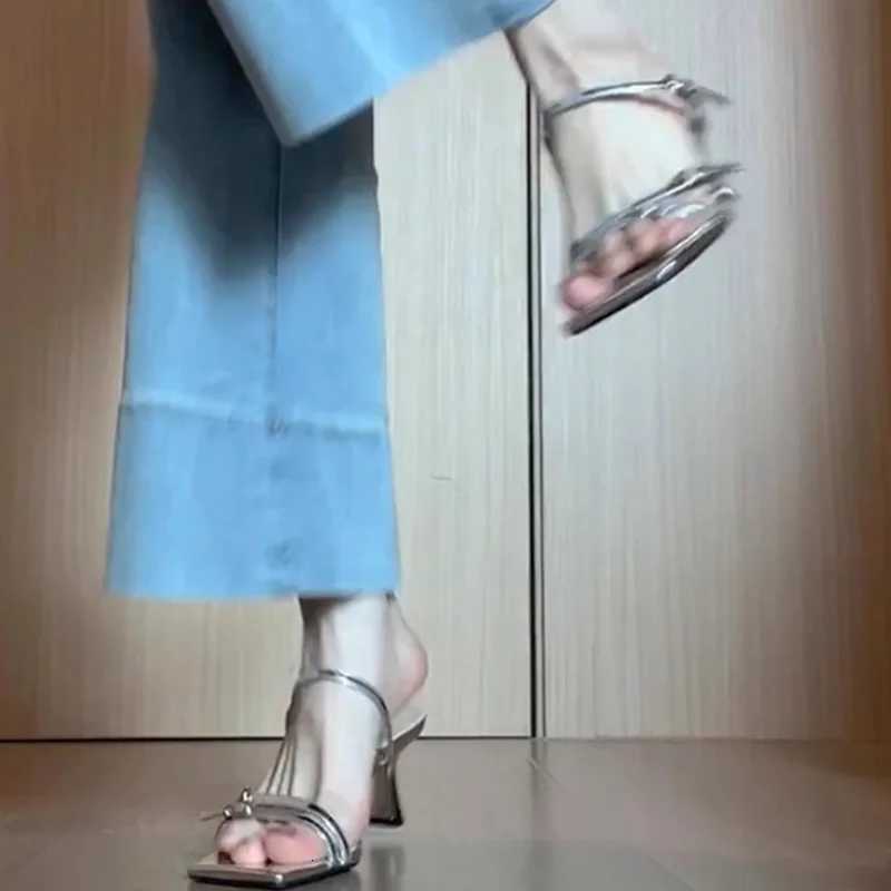 2025Summer Womens Fashion Square Toe Open Toe Narrow Strap New Design Outdoor Wedding Banquet High Heel K260311
