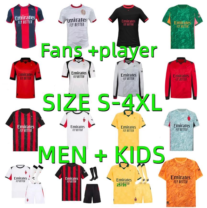 25 26 27 RAFA LEAO Ac Milanss Soccer Jerseys Player version 2026 2027 GIMENEZ NKUNKU RABIOT SAELEMAEKERS PULISIC FOFANA FULLKRUG MODRIC Football Shirt men kids kits