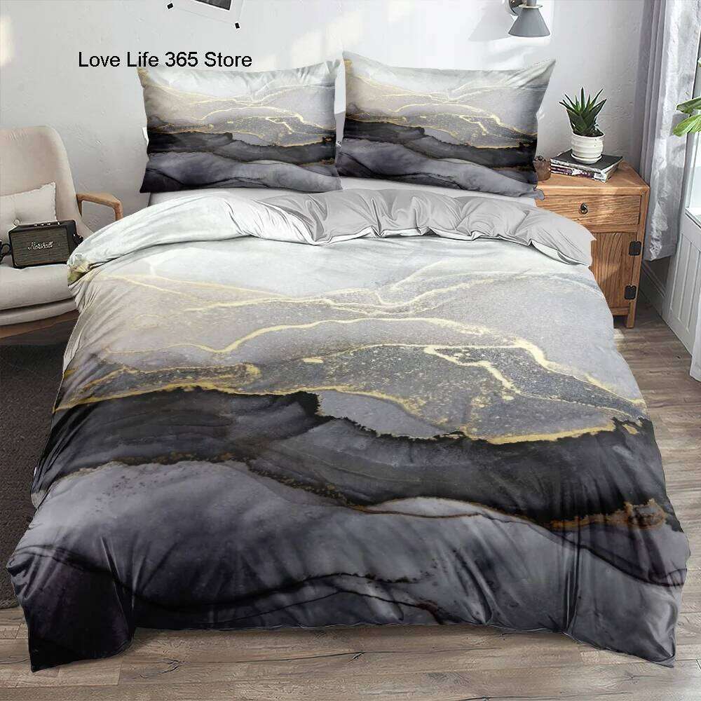 Classic 3D Marble Quilt Set Bedding Sets Comforter Covers Pillowcases 3-Piece Duvet Cover Linens Bed 140x200 Bedspreads H260311