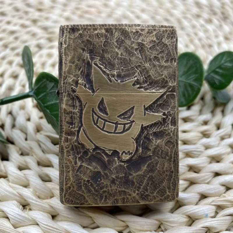 902S brass thick armor gasoline lighter hand carved lighter smoking accessories mens gift N260311