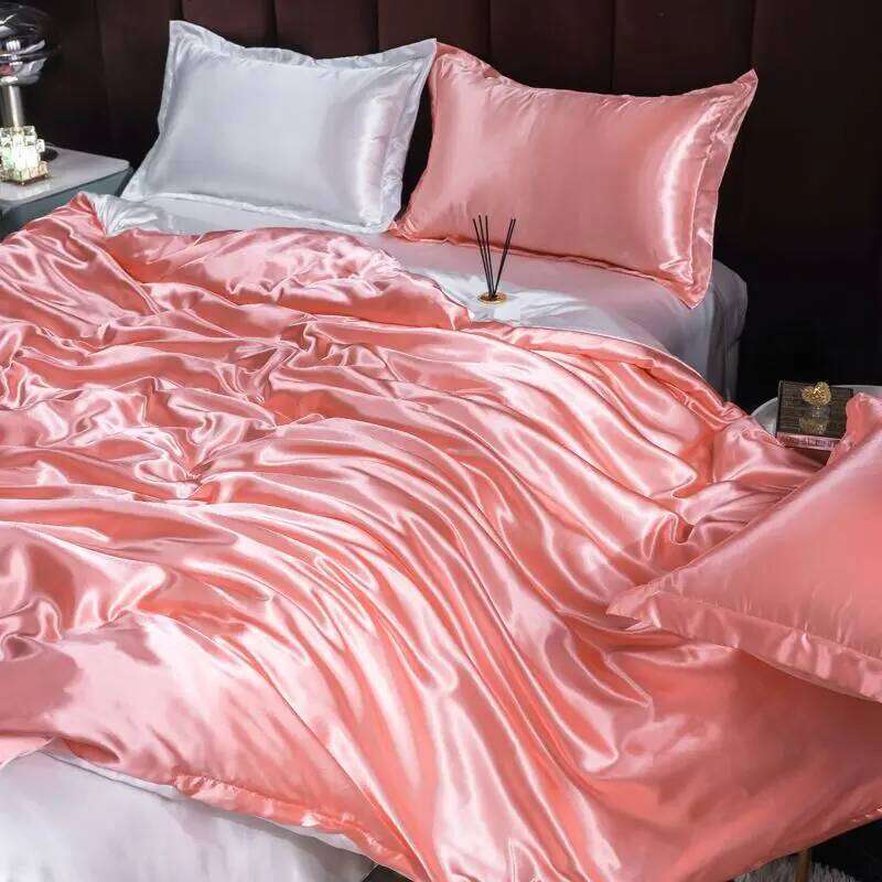 Ice Silk Bedding Satin Silky Duvet Set With Pillowcase High-end Home Textiles Solid Color Bed Cover Sets H260311