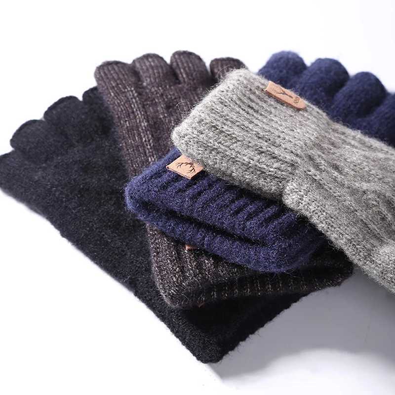 1Pair Knitted Thick Thermal Half Finger Gloves Women Men Winter Outdoor Driving Fingerless Glove Mountaineering Gloves M260311