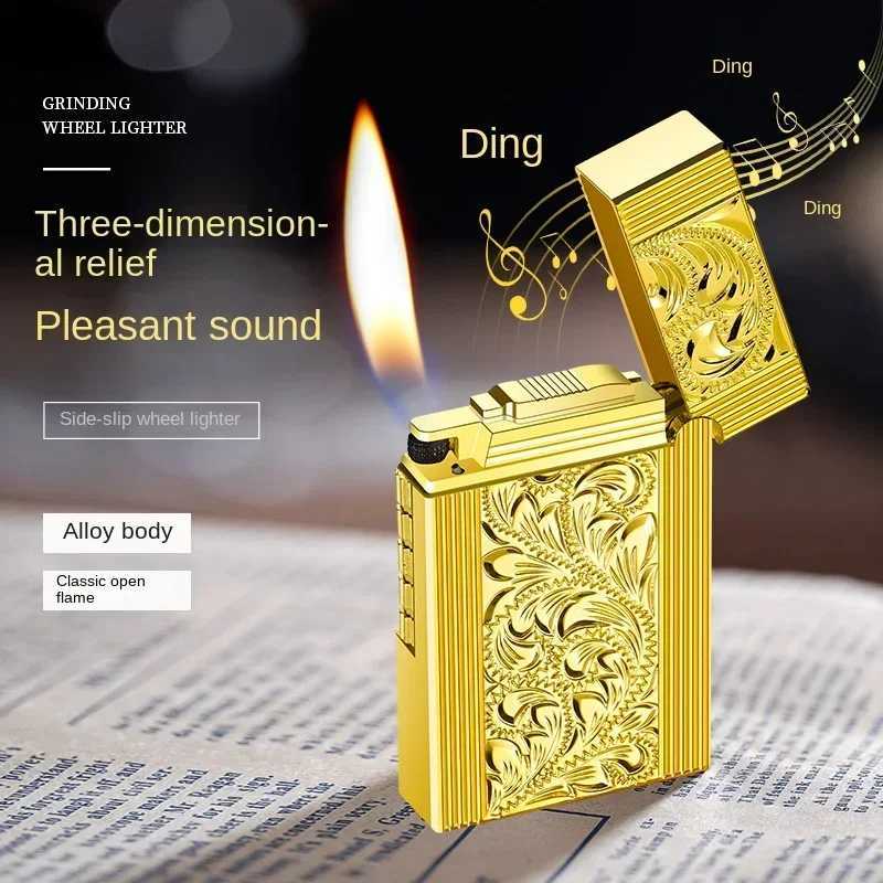 Cheap Loudly Grinding Wheel Lighter Gas Lighters Butane Grinding Wheel Flame Mini Metal Gadgets for Men Smoking Accessories N260311