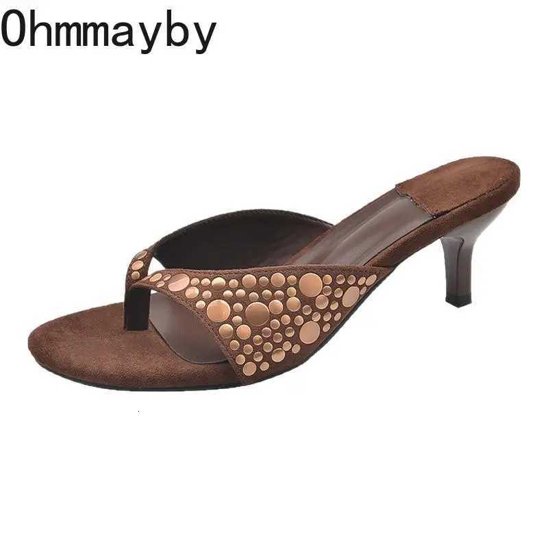 Designer Vintage Clip Toe Women Elegant Low Heels Slide Shoes Fashion Stripper Party Dress Summer Flip Flop Shoes K260311